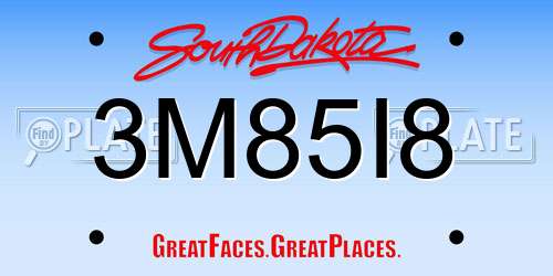 3M85I8 South Dakota License Plate