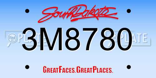 3M8780 South Dakota License Plate