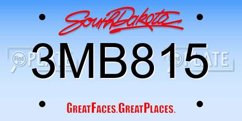 3MB815 South Dakota License Plate