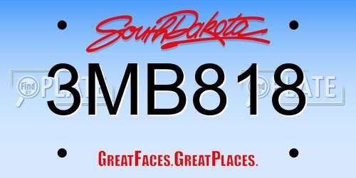 3MB818 South Dakota License Plate