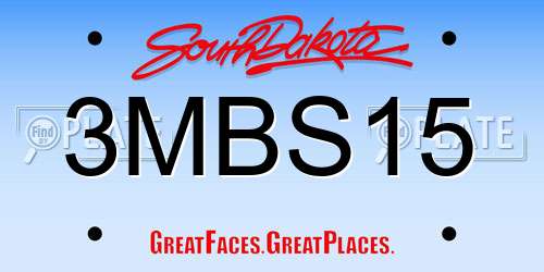 3MBS15 South Dakota License Plate