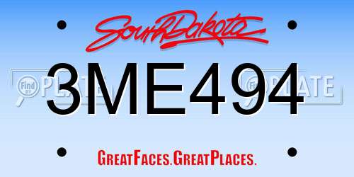 3ME494 South Dakota License Plate