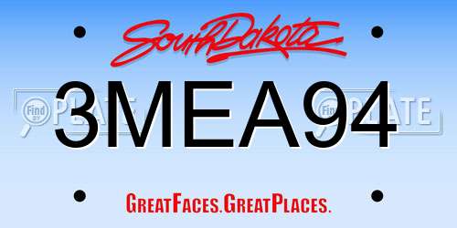 3MEA94 South Dakota License Plate