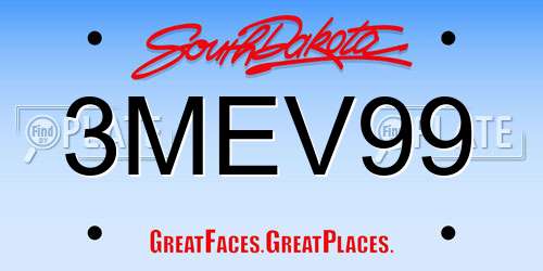 3MEV99 South Dakota License Plate
