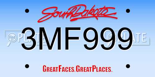 3MF999 South Dakota License Plate