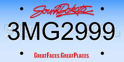 3MG2999 South Dakota License Plate