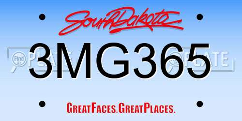 3MG365 South Dakota License Plate