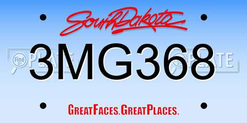 3MG368 South Dakota License Plate