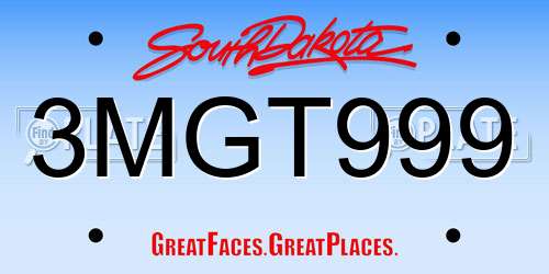 3MGT999 South Dakota License Plate