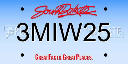 3MIW25 South Dakota License Plate
