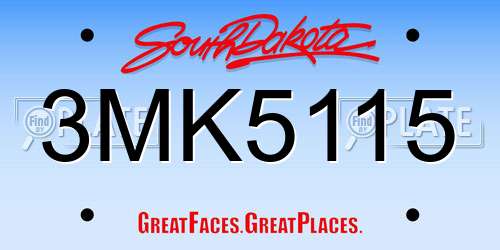 3MK5115 South Dakota License Plate