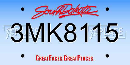 3MK8115 South Dakota License Plate