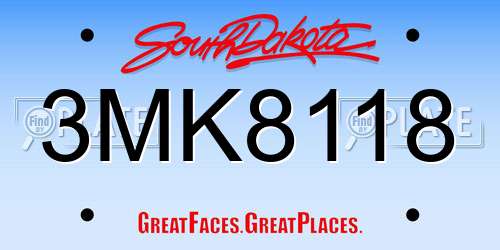3MK8118 South Dakota License Plate