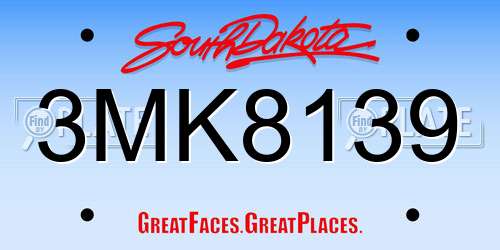 3MK8139 South Dakota License Plate