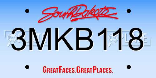 3MKB118 South Dakota License Plate