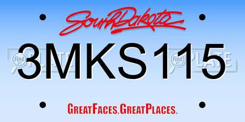 3MKS115 South Dakota License Plate