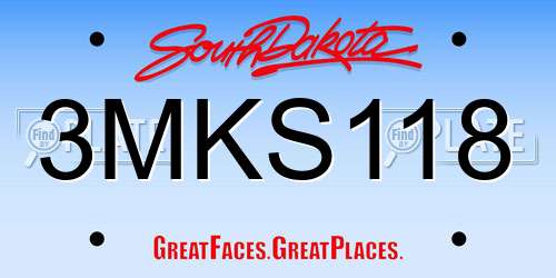 3MKS118 South Dakota License Plate