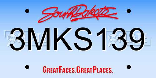 3MKS139 South Dakota License Plate