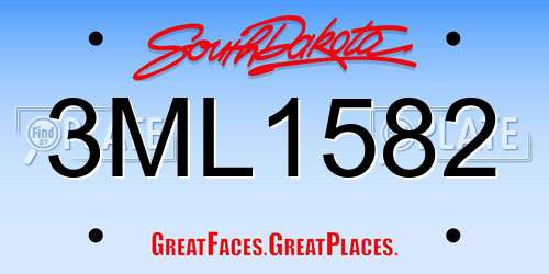 3ML1582 South Dakota License Plate