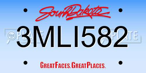 3MLI582 South Dakota License Plate