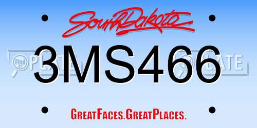 3MS466 South Dakota License Plate