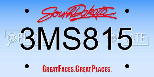 3MS815 South Dakota License Plate