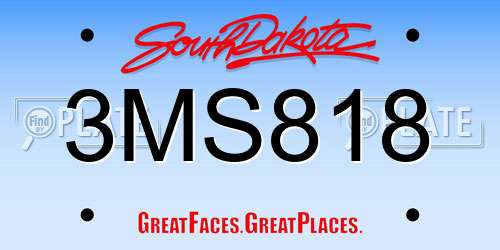3MS818 South Dakota License Plate
