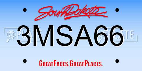 3MSA66 South Dakota License Plate