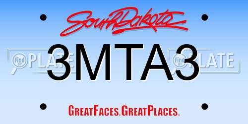 3MTA3 South Dakota License Plate