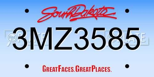 3MZ3585 South Dakota License Plate