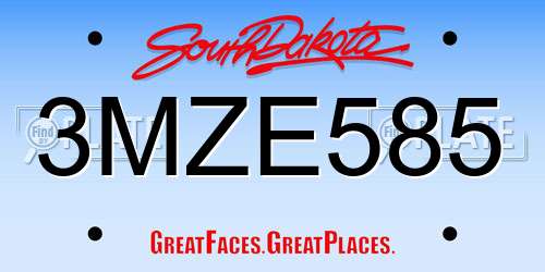 3MZE585 South Dakota License Plate