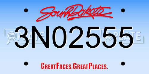 3N02555 South Dakota License Plate