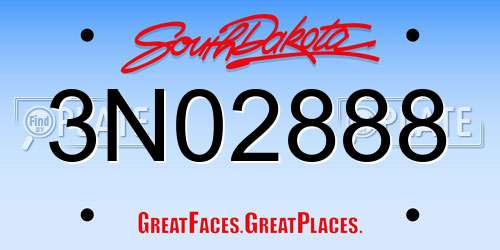 3N02888 South Dakota License Plate