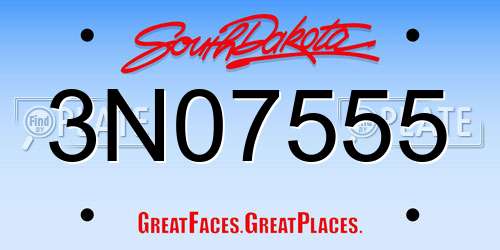 3N07555 South Dakota License Plate