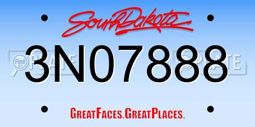 3N07888 South Dakota License Plate