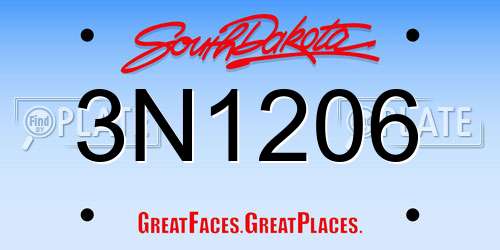 3N1206 South Dakota License Plate