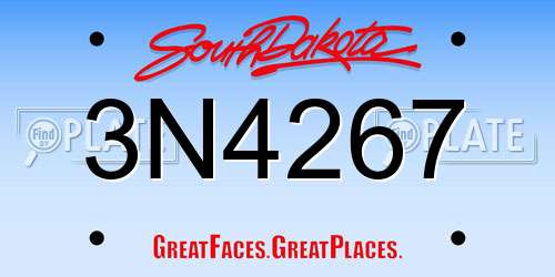 3N4267 South Dakota License Plate