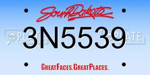 3N5539 South Dakota License Plate