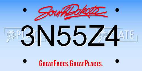 3N55Z4 South Dakota License Plate