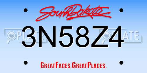 3N58Z4 South Dakota License Plate