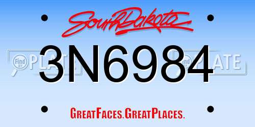 3N6984 South Dakota License Plate