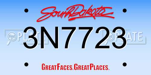 3N7723 South Dakota License Plate