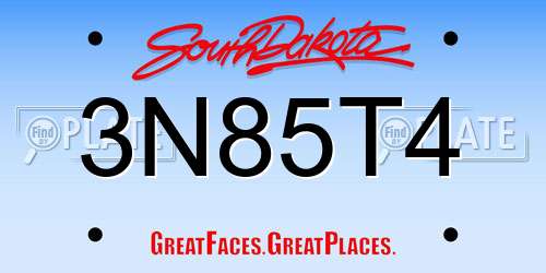 3N85T4 South Dakota License Plate