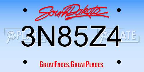 3N85Z4 South Dakota License Plate