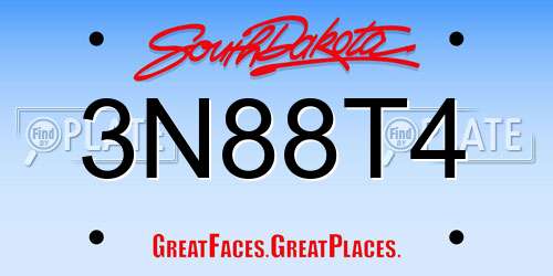 3N88T4 South Dakota License Plate