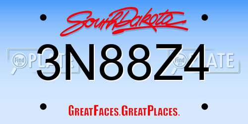 3N88Z4 South Dakota License Plate