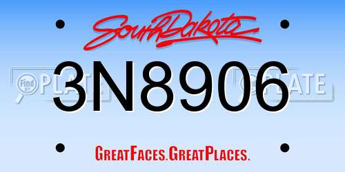 3N8906 South Dakota License Plate