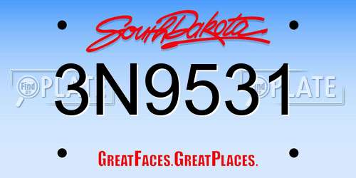 3N9531 South Dakota License Plate