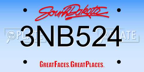 3NB524 South Dakota License Plate