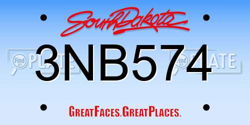 3NB574 South Dakota License Plate